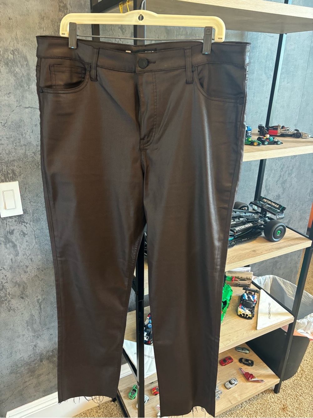 Kut from the Kloth Choc leather (like) Pants Rachael FAB AB MOM JEAN HIGH RISE